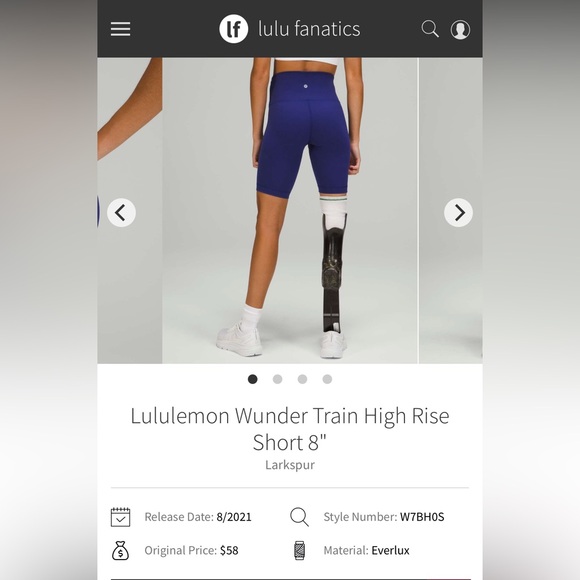 Lululemon Wunder Train High Rise Short 8" in Larkspur, Size 6 - Picture 7 of 7